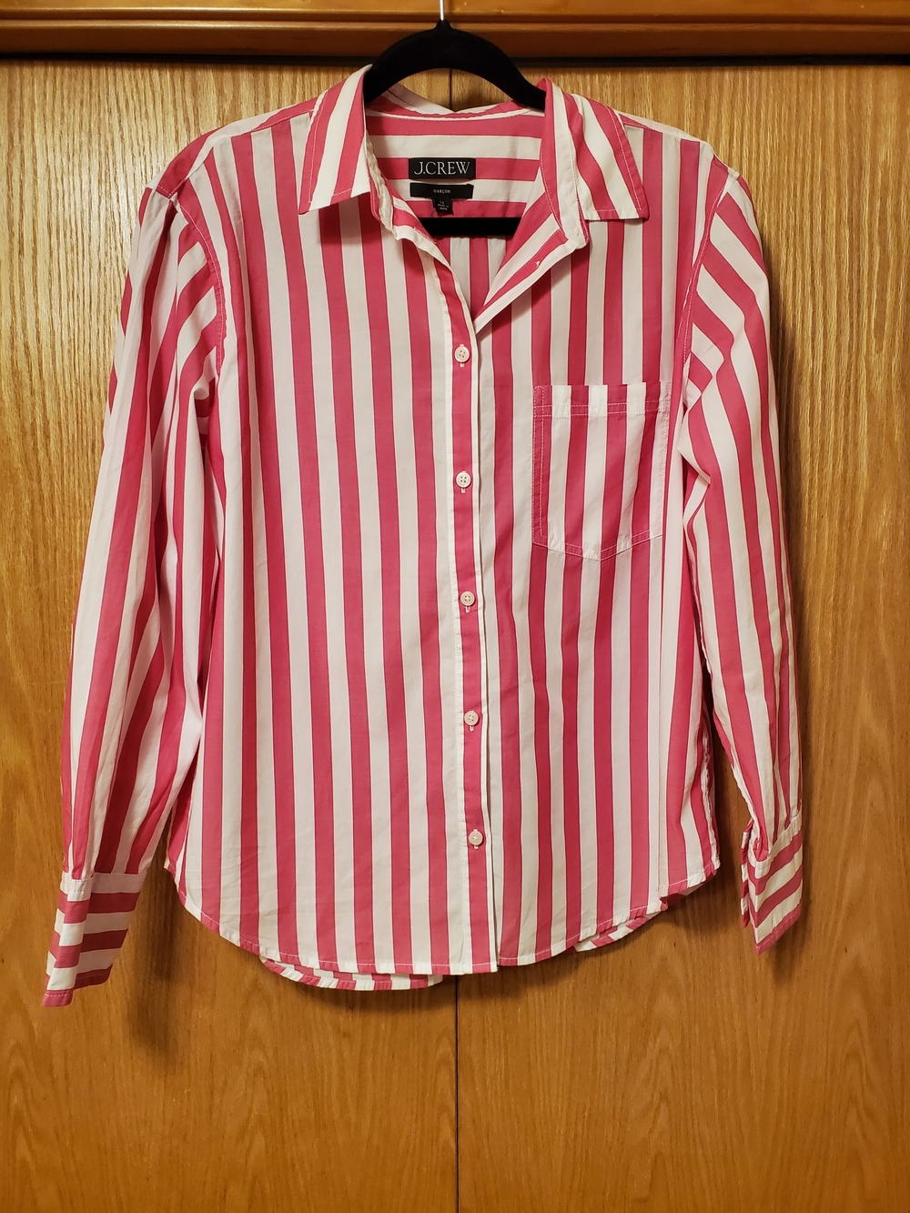 NWT J. Crew Pink and White Vertical Stripe Shirt
